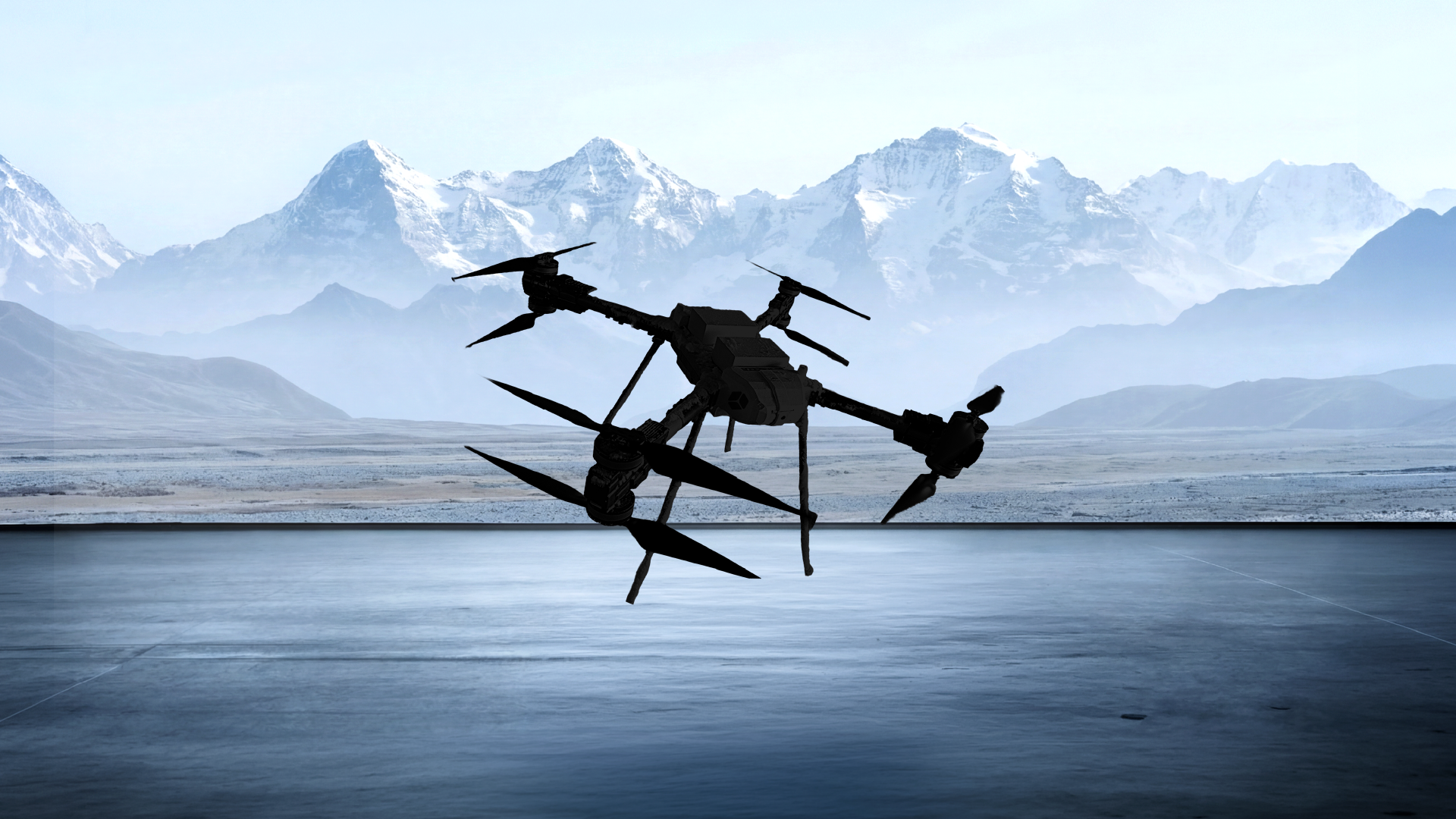 Atlas X8 drone flying over snow
